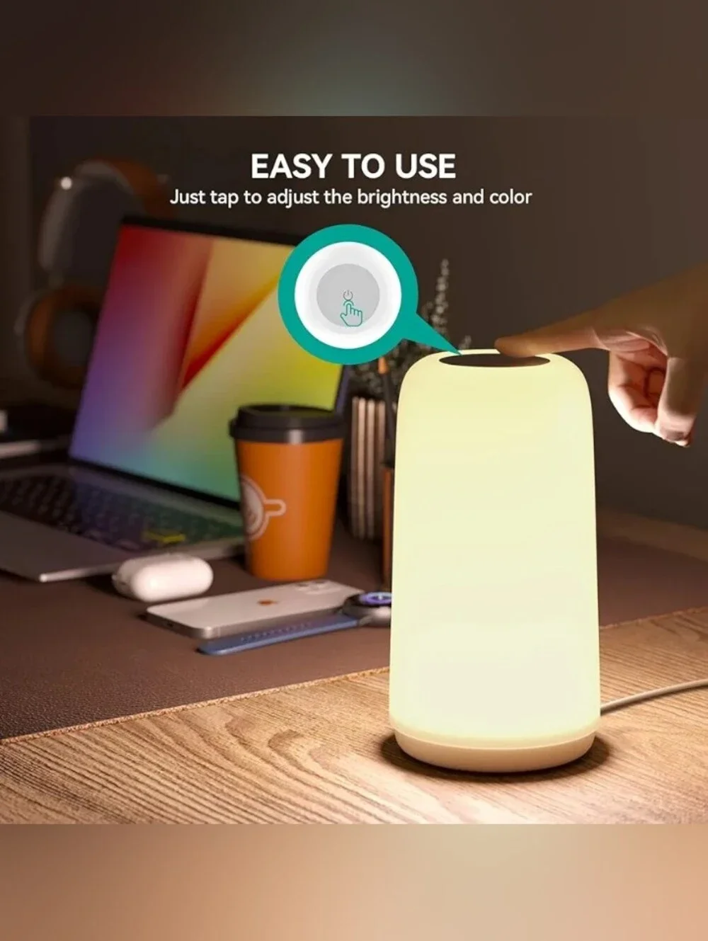 Touch Bedside Table LED Lamp Sleek Design & RGB Mode Multi-Color Dimmable